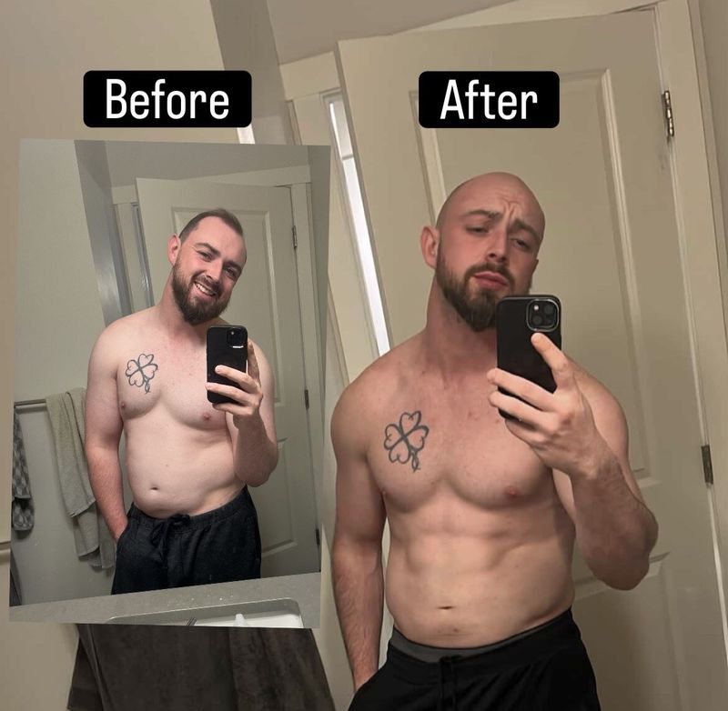 Jeryme Arnold, before and after his own training transformation